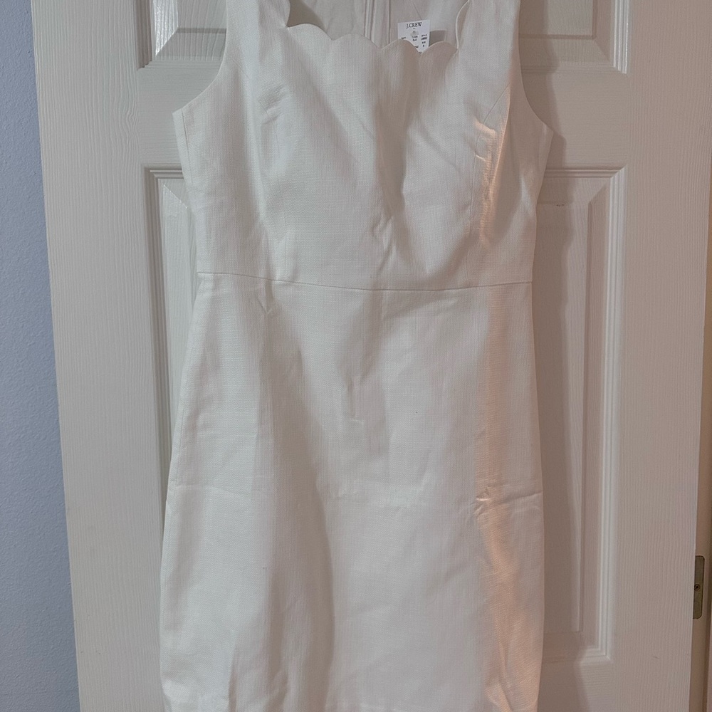 J.Crew White Scalloped Dress